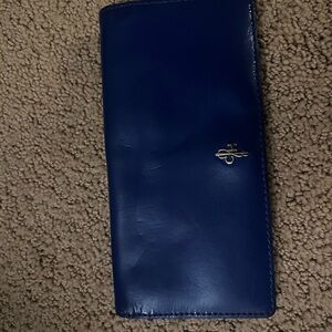 Cole Haan Blue Leather Long Wallet with Silver Logo